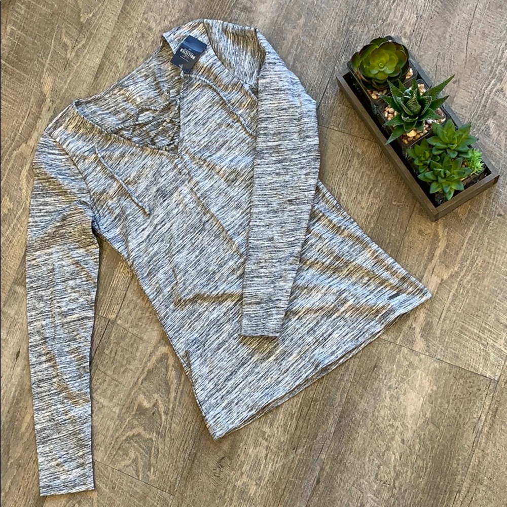 Girls Hollister Long-sleeve with Lace Up V-neck